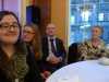 Sophie, Chloe and Val at tea party to launch "Posting to the Past" embroidered postcard exhibition  in Liverpool Town Hall, Nov 2014