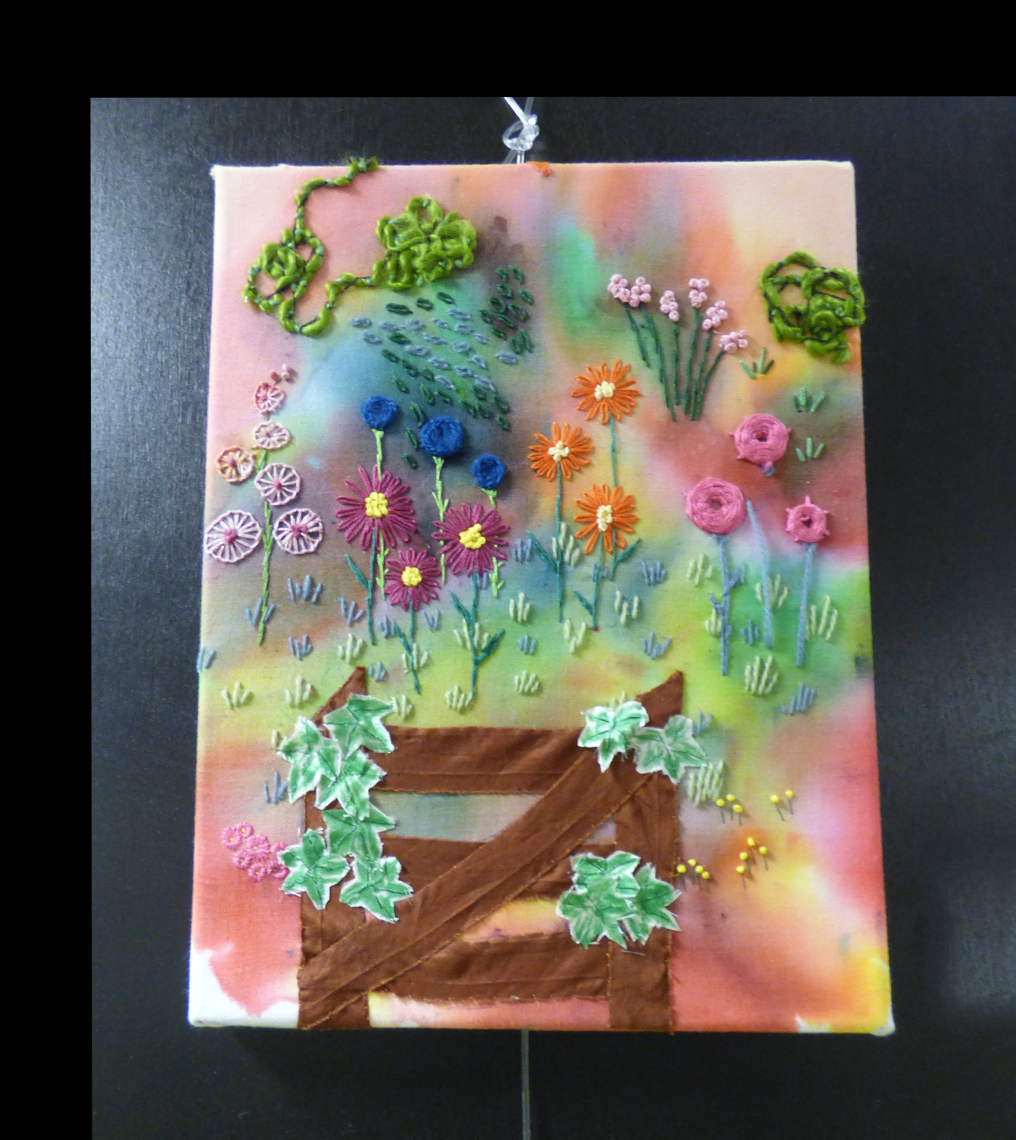 THROUGH THE GATE IN THE LAND OF FLOWERS by Irene Pugmire, Preston EG exhibition, Barton Grange 2017