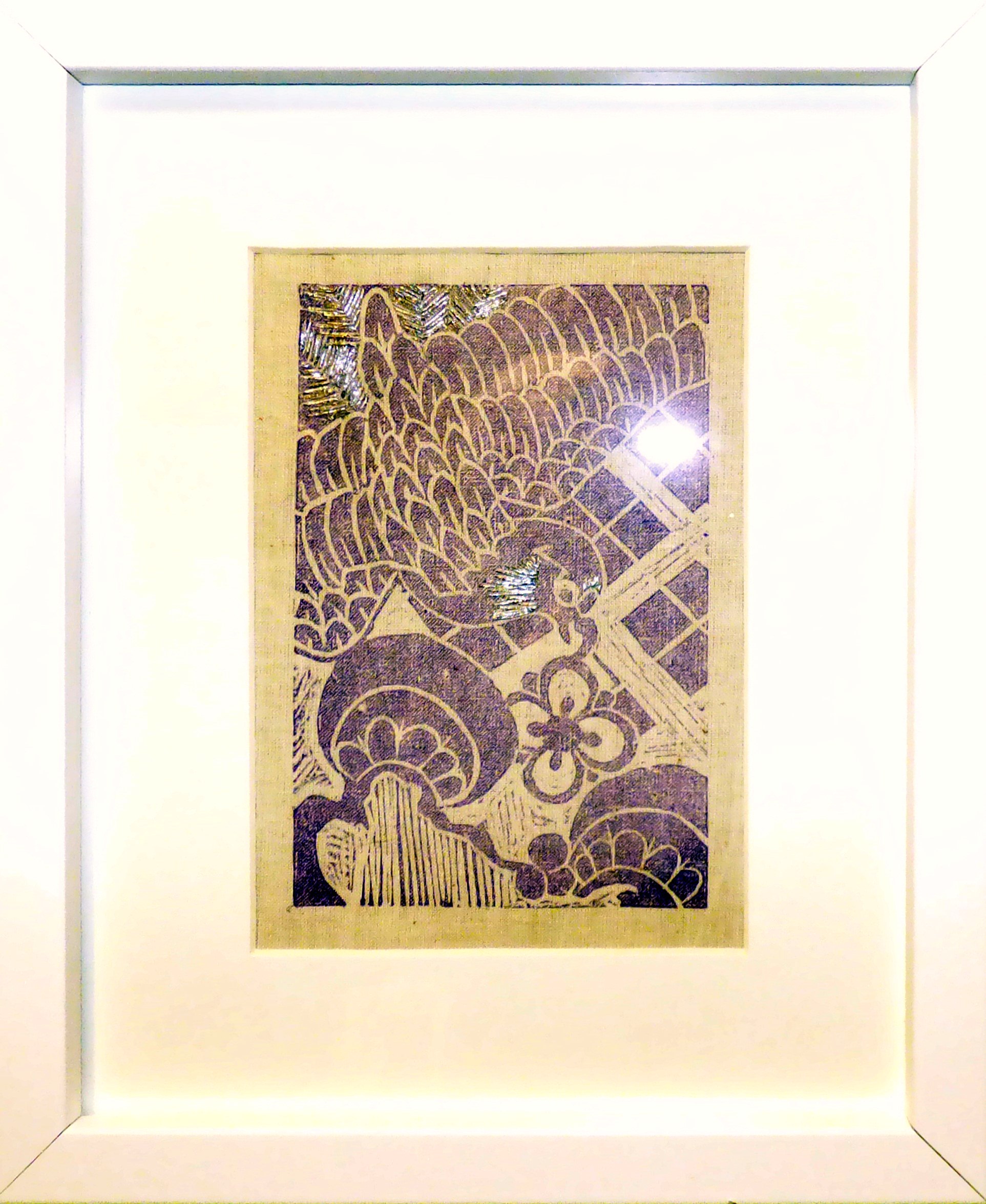 JAPANESE LINO PRINTING: BIRD IN FLIGHT by Stephanie Spencer, Preston EG exhibition, Barton Grange 2017