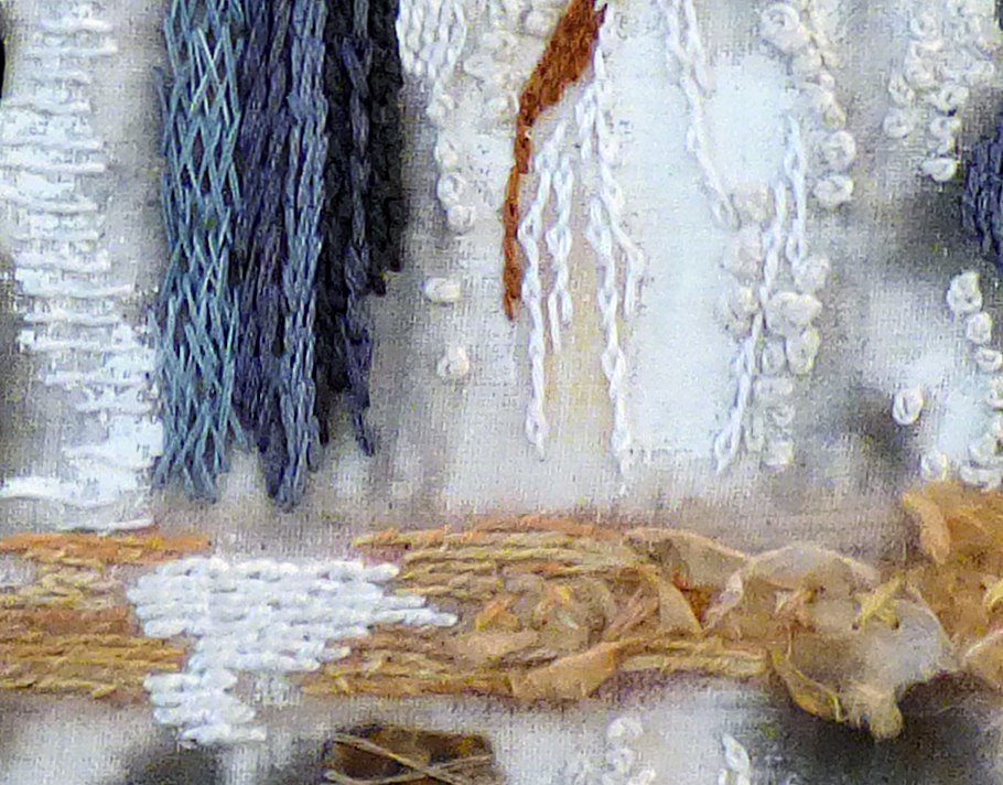 (detail) WORN AND WEATHERED by Sandra Kedzlie, hand stitched, Preston Threads 2016
