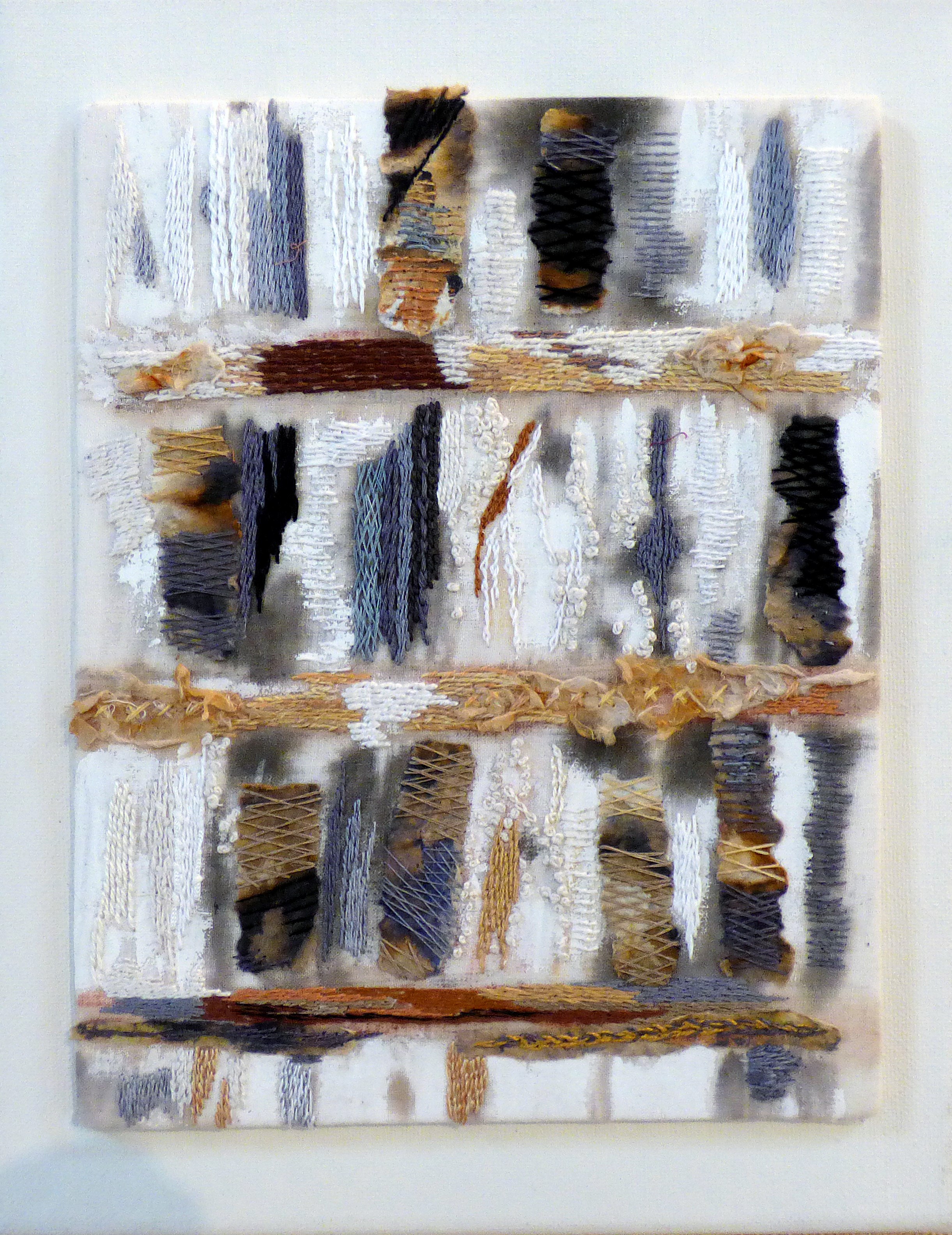 WORN AND WEATHERED by Sandra Kedzlie, hand stitched, Preston Threads 2016