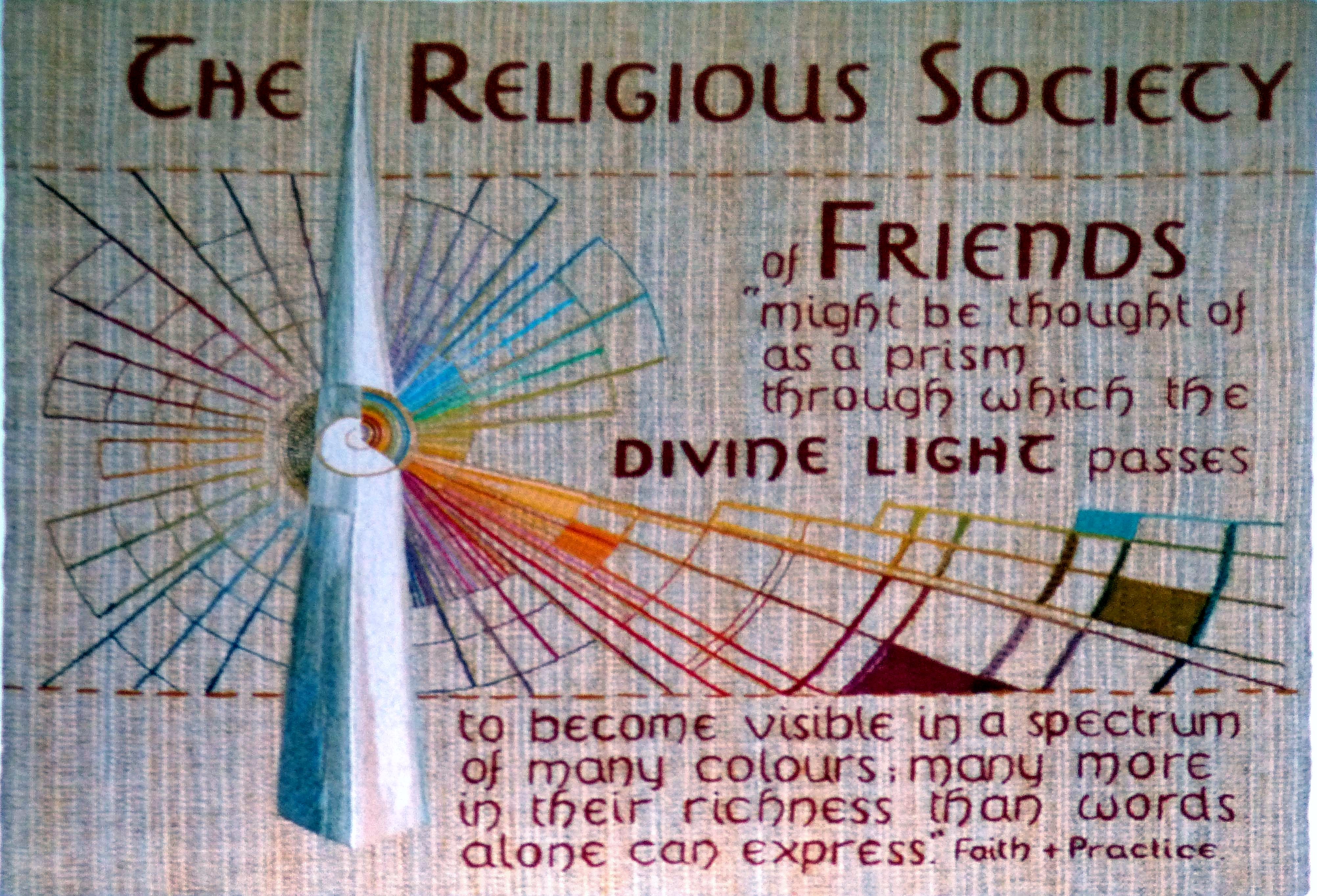 slide showing a panel from the Quaker Tapestry