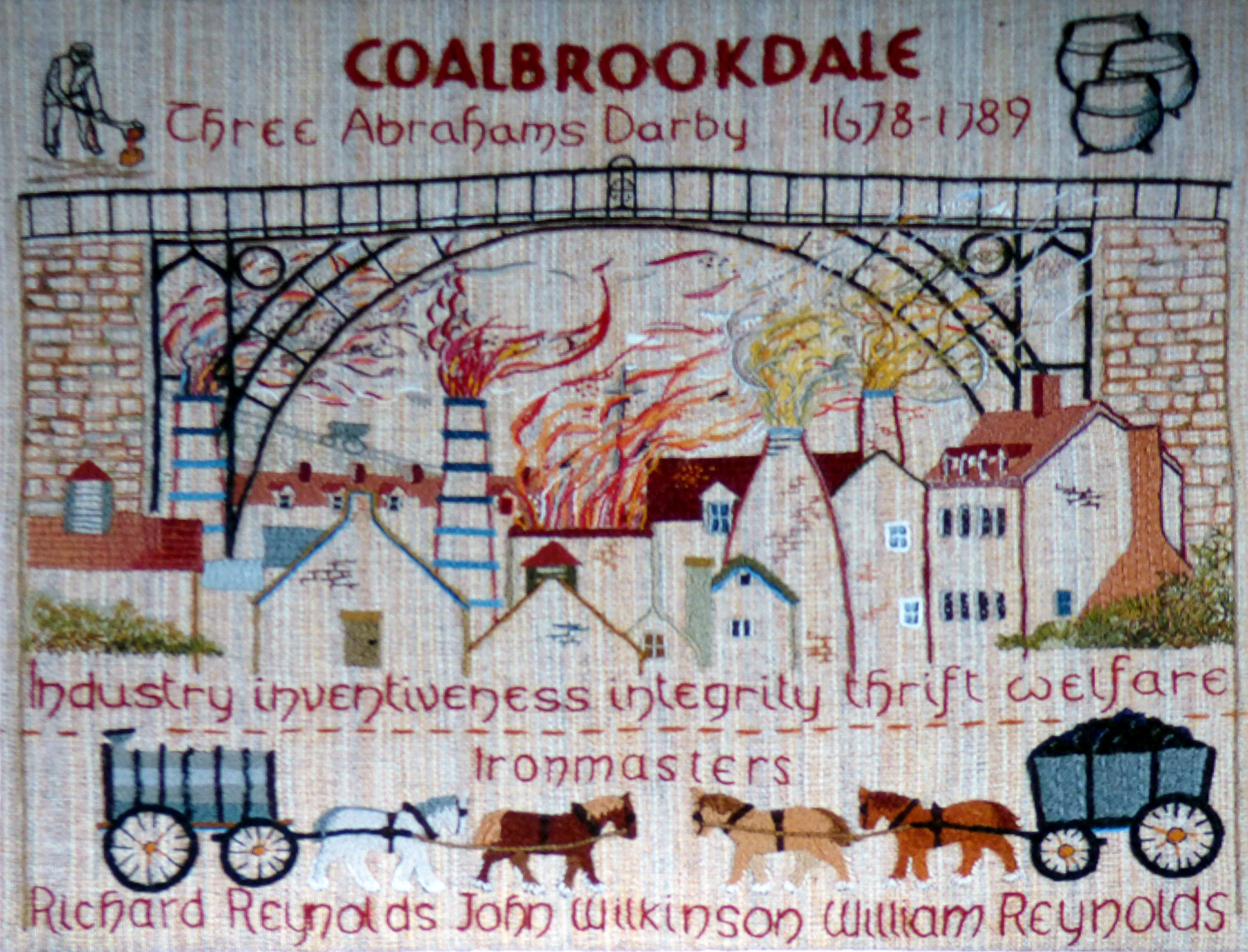 slide showing a panel from the Quaker Tapestry