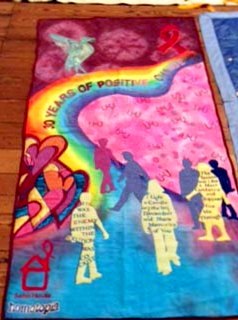 detail of QUILT by Liz Shelbourne to commemorate 30 years of World Aids Day