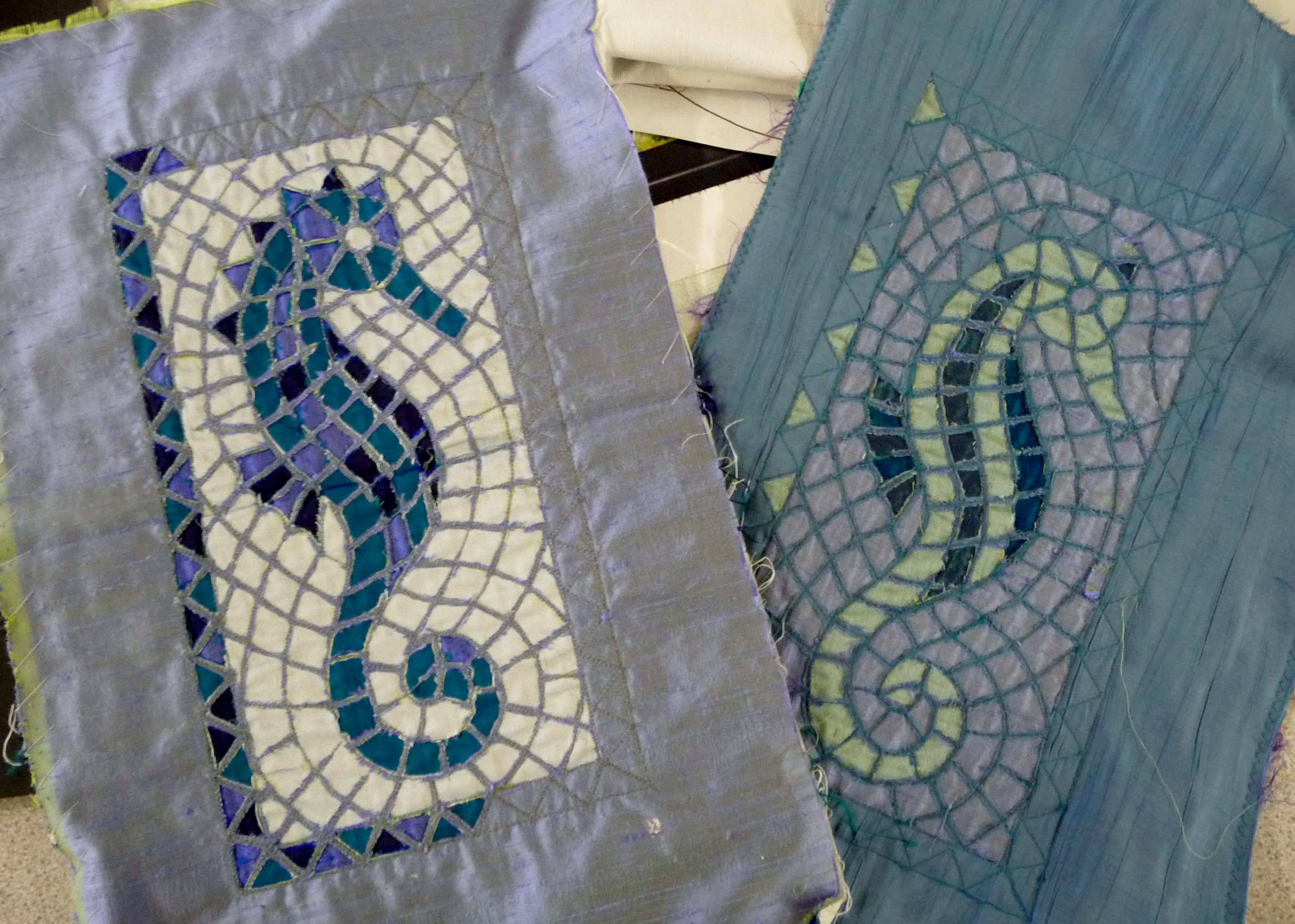 SEAHORSES, reverse applique by Hilary McCormack