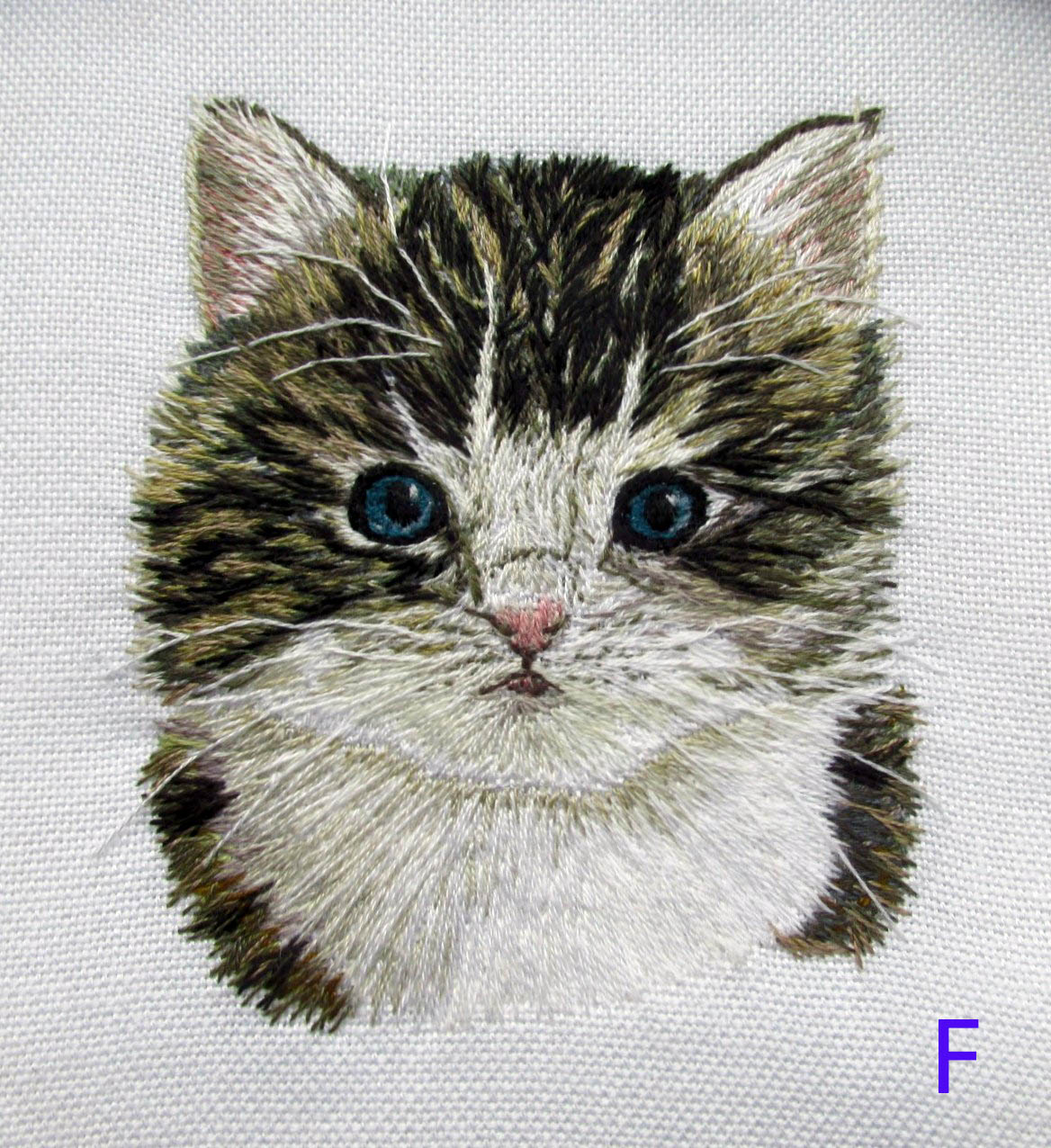 ALL YOU NEED IS THE LOVE OF A CAT!, needle painting with added embroidery stitches, Rose Bowl competition 2021