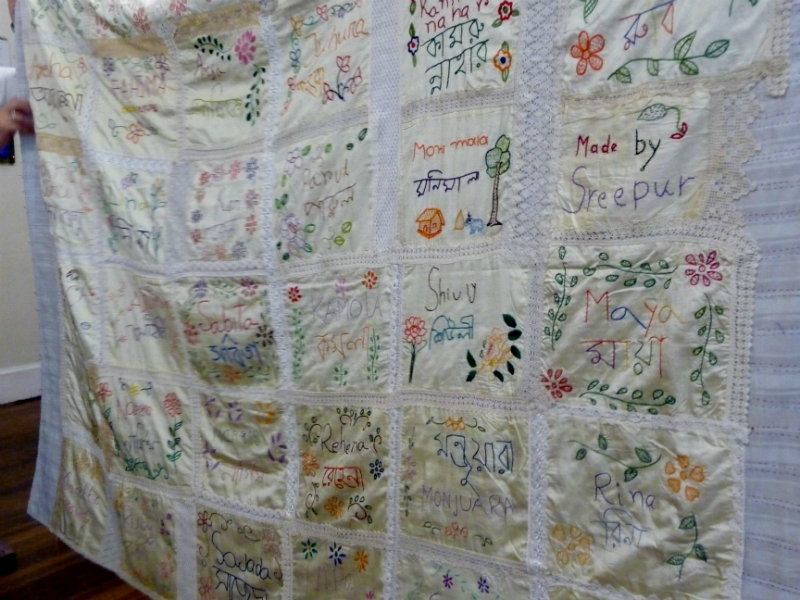 Signature quilt made by the Sreepur community and completed by Lynn Setherington