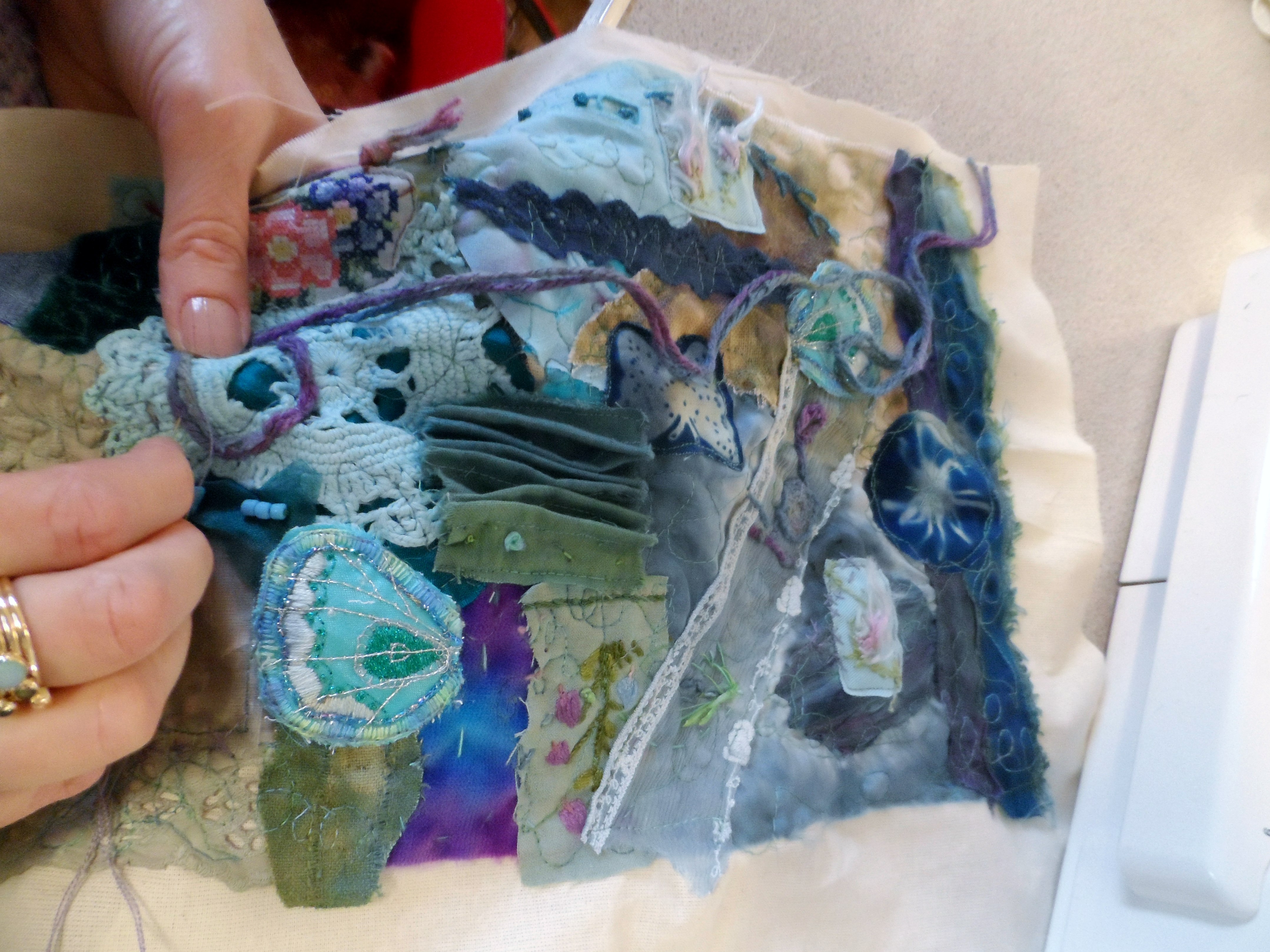 student's work at Workshop with Wendy Bellman "Textured Collage", Nov 2019