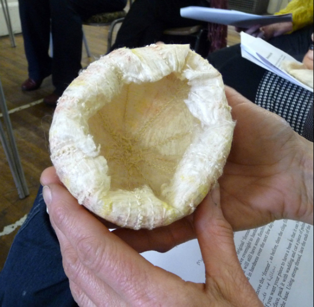 underside of silk paper sea urchin