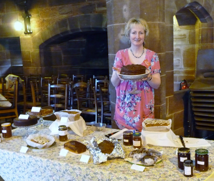 Sarah and the cake stall at MEG September Tea Party 2012