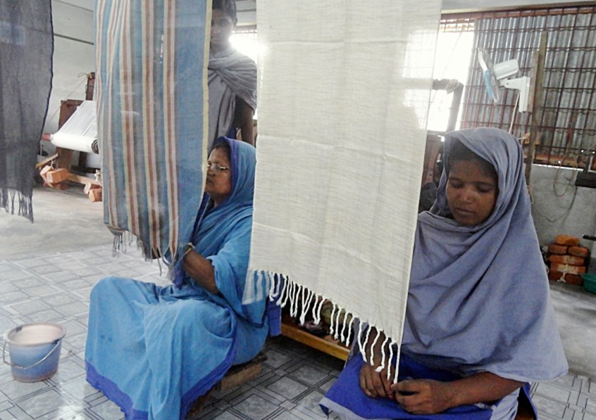 new Sreepur scarves being woven in Bangladesh