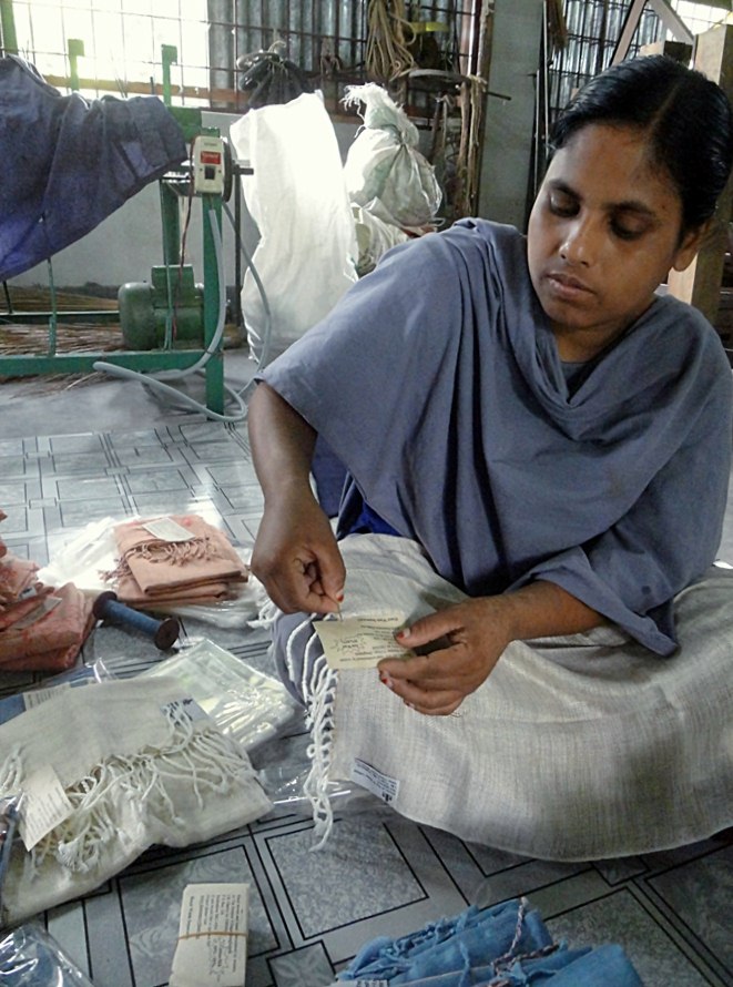 new Sreepur scarves being woven in Bangladesh