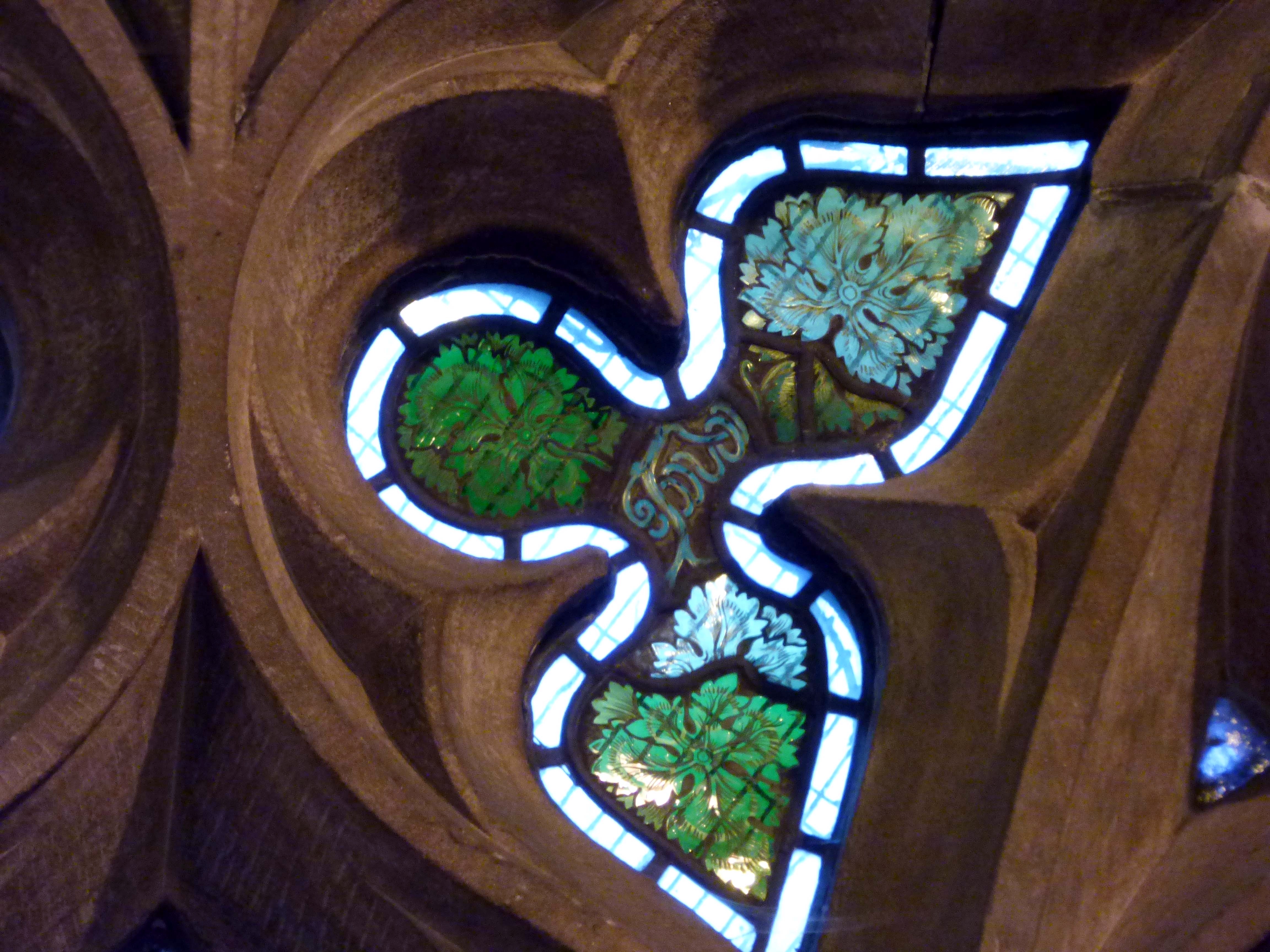stained glass windows in All Hallows Church, Liverpool, Feb 2022