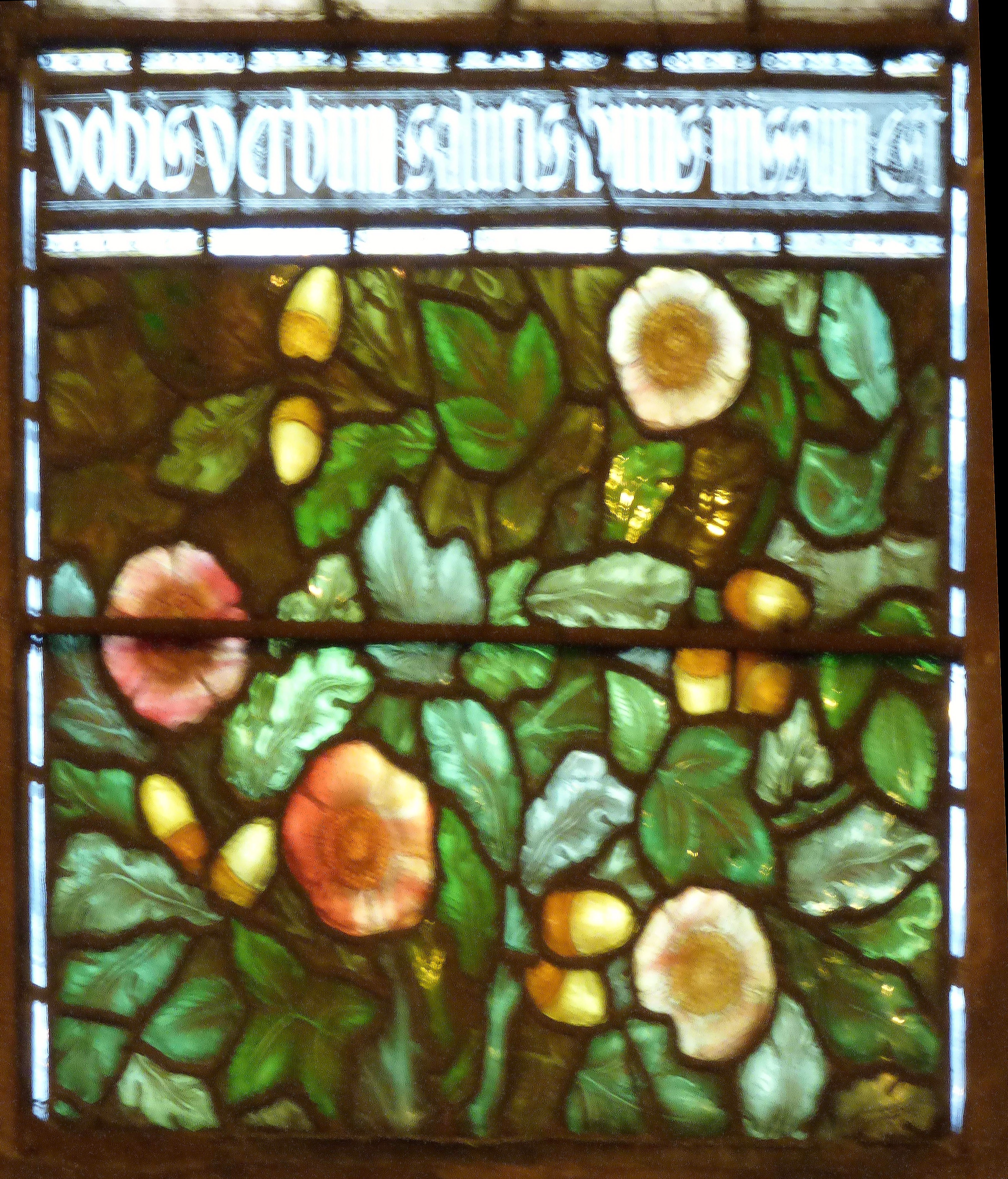 stained glass windows in All Hallows Church, Liverpool, Feb 2022
