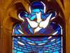 stained glass windows in All Hallows Church, Liverpool, Feb 2022
