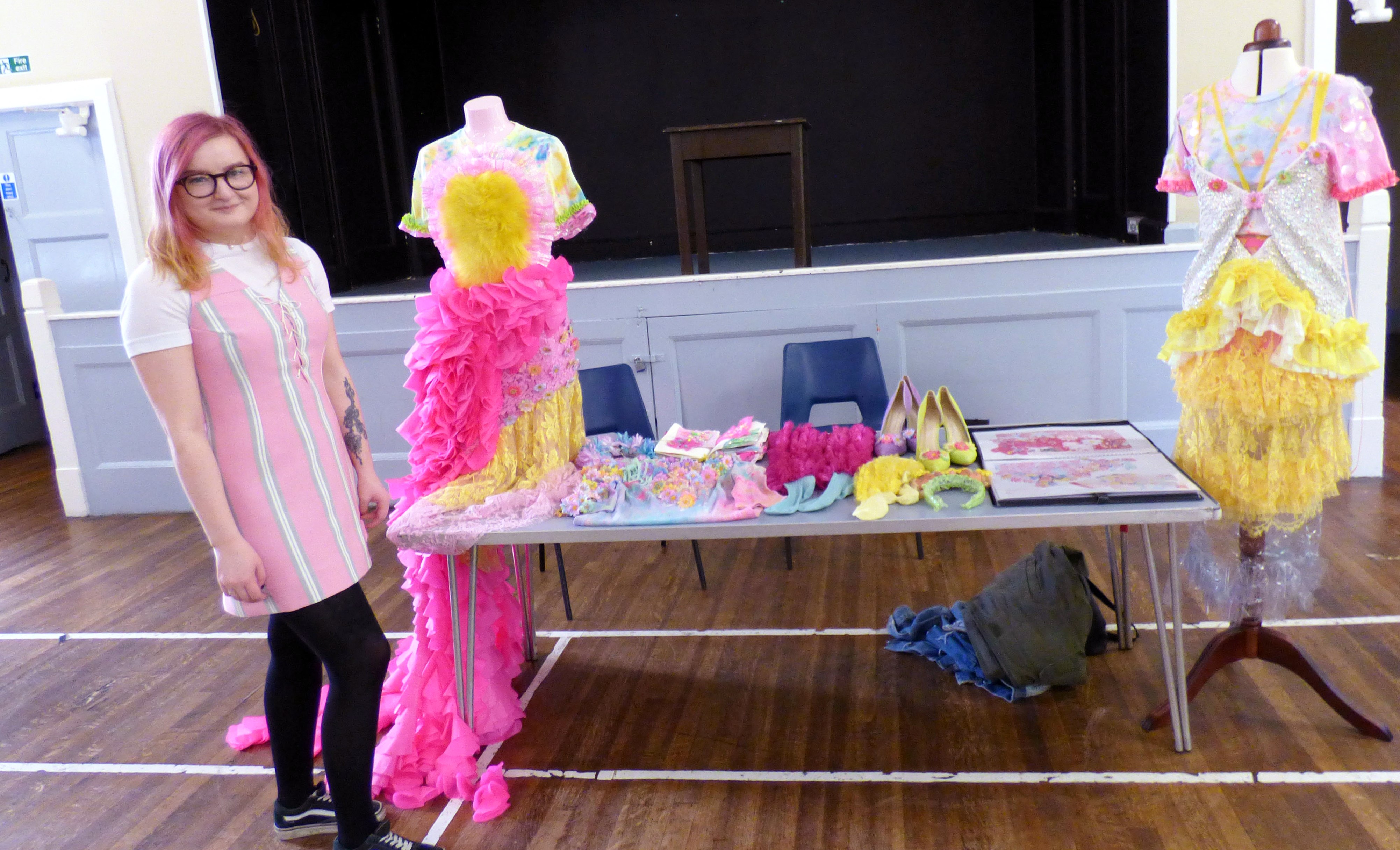 a fashion display by Niamh Conway-our 2015 Joint Bursary Winner- MEG Summer Tea Party 2017