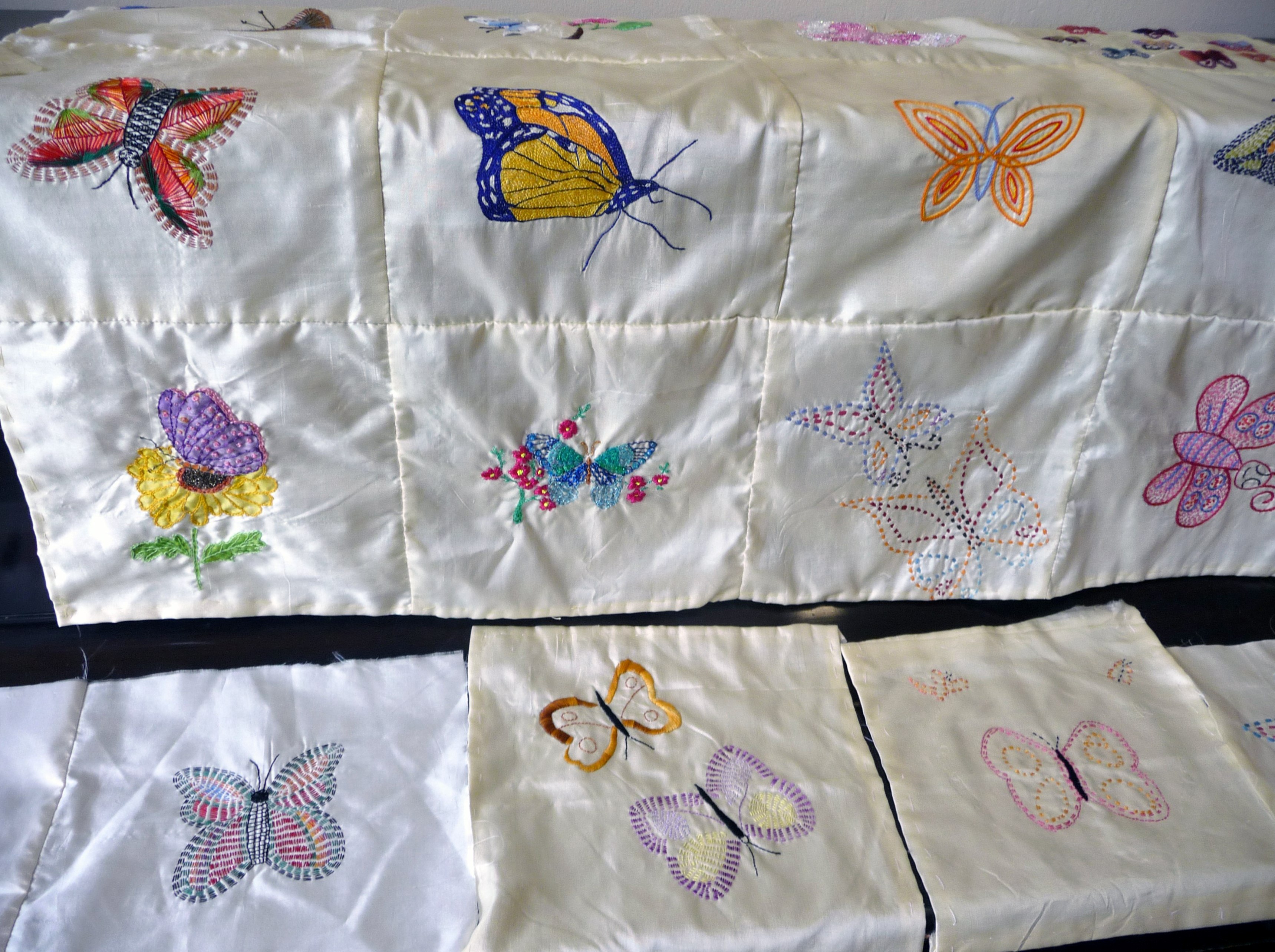 embroidered butterflies on the 2015 Sreepur quilt