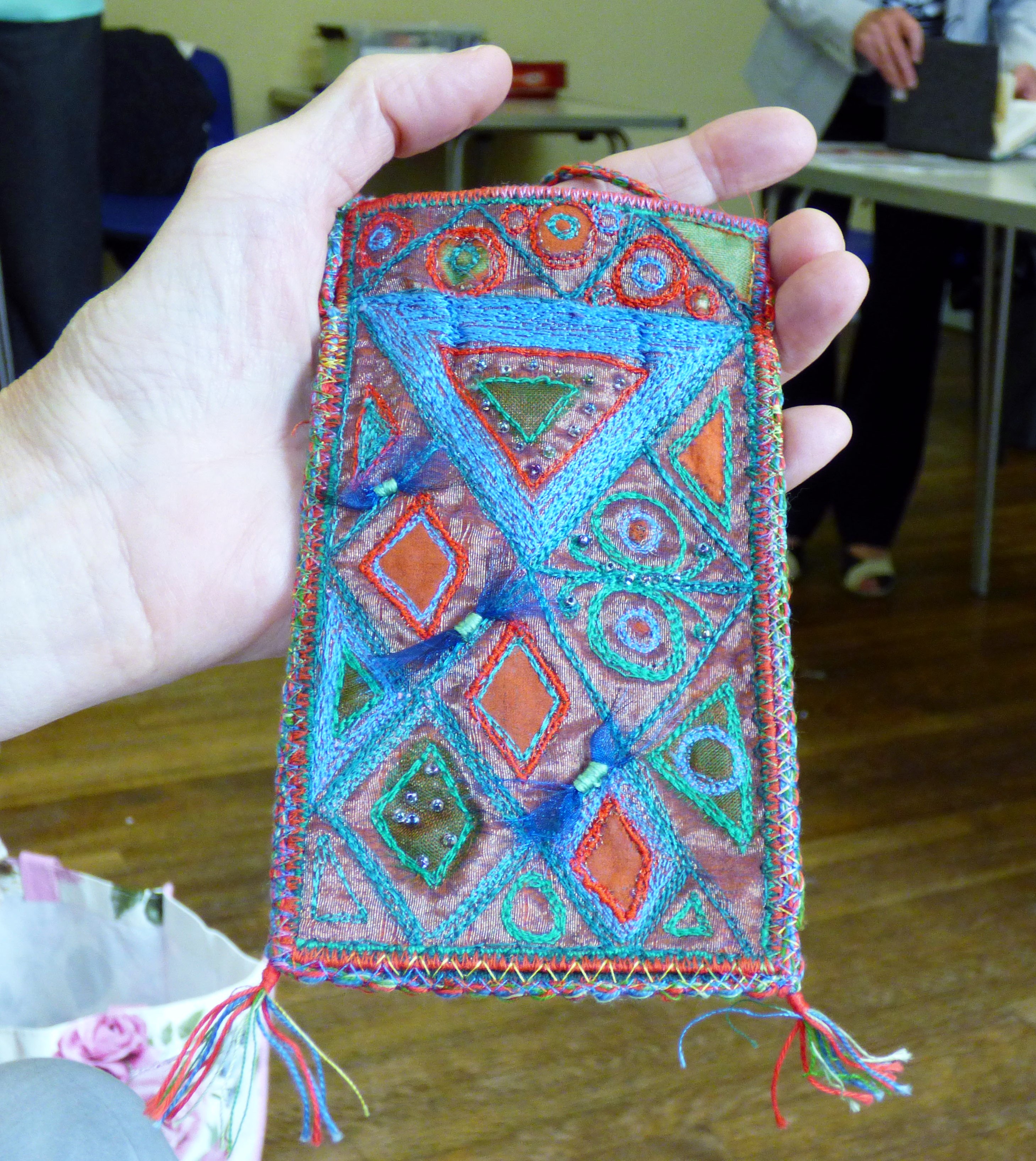 machine embroidered purse by Sheila Conchie, Glossop EG
