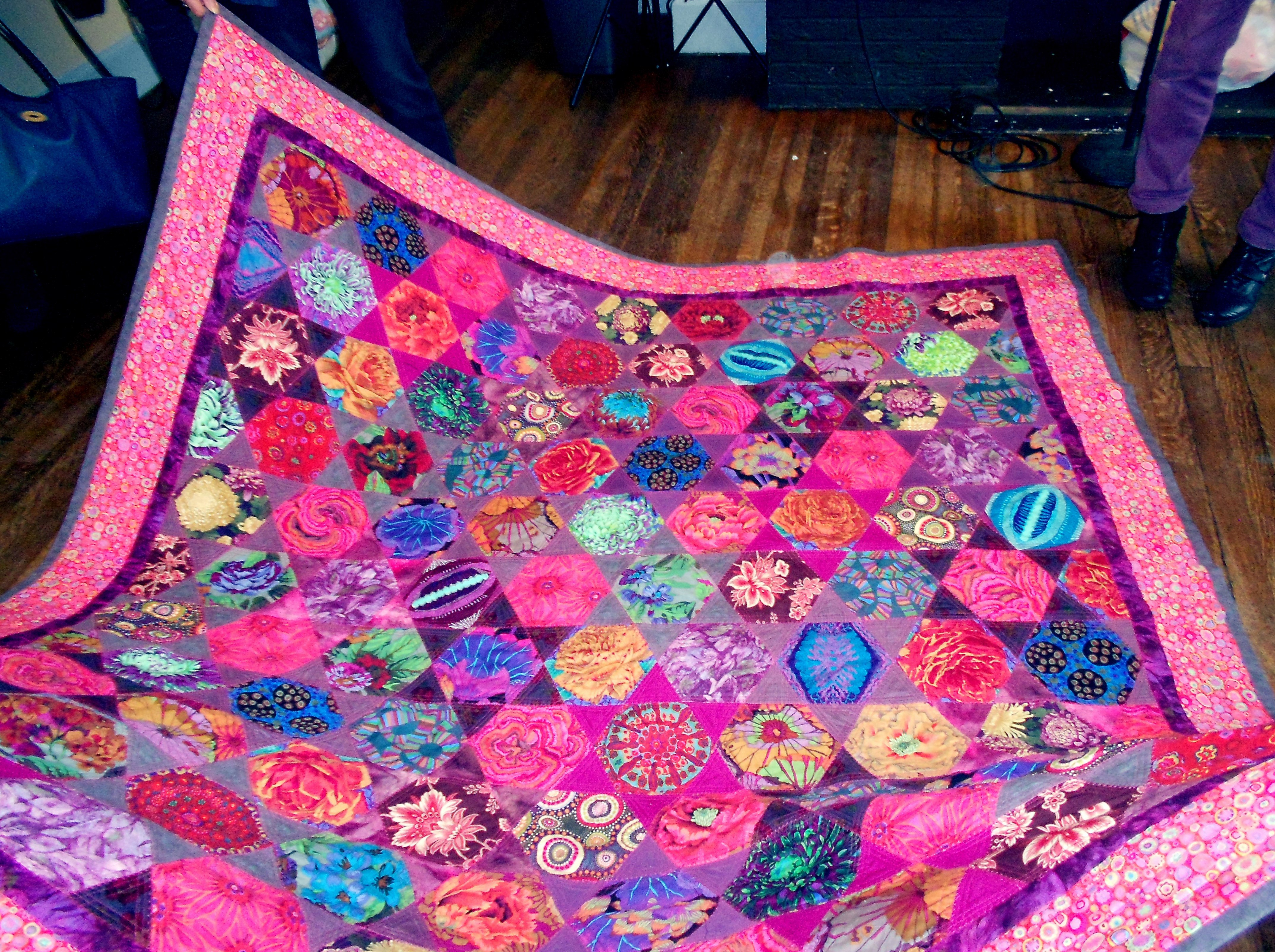 completed Kaffe Fassett quilt by Gill Roberts