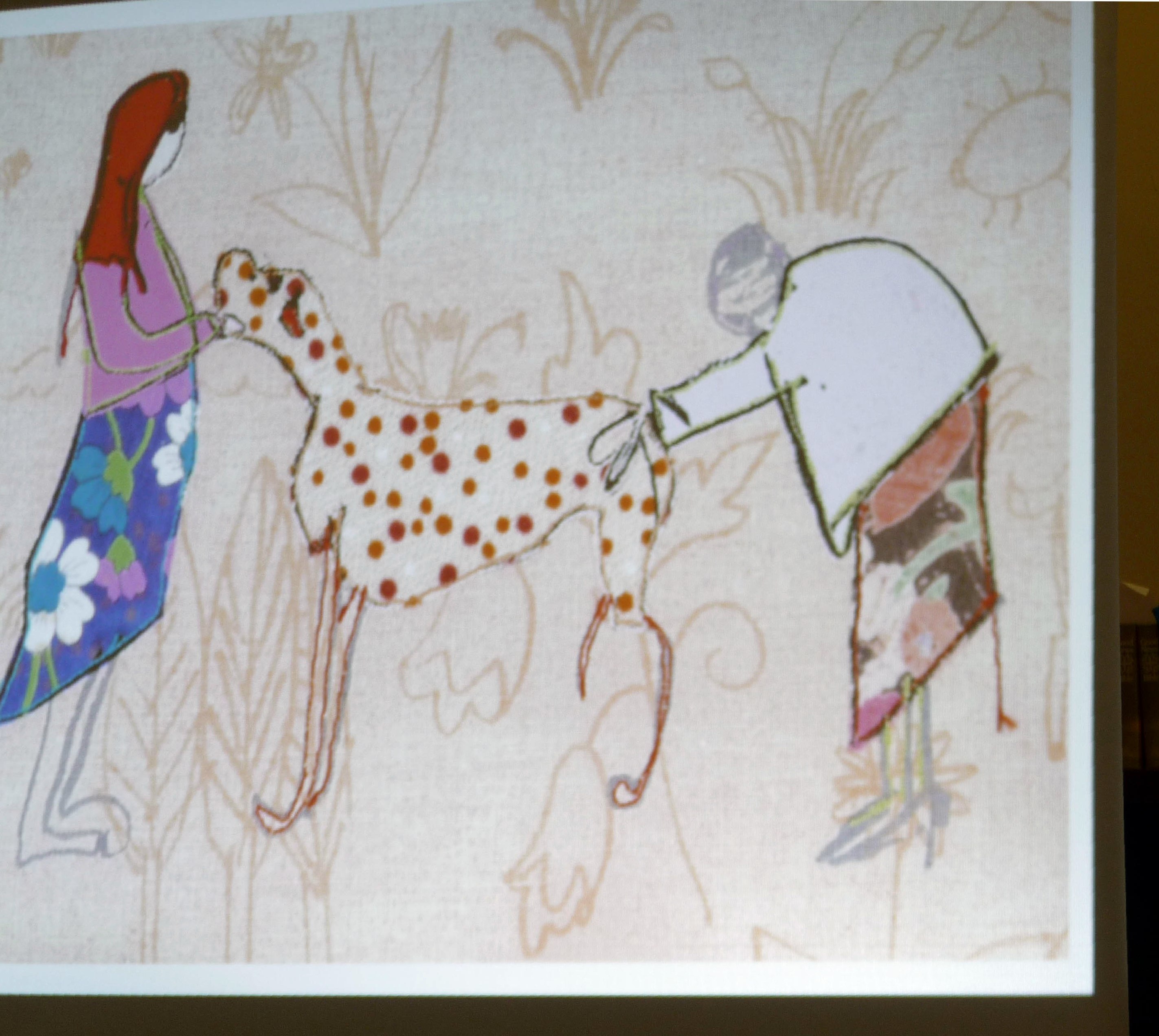 slide showing an embroidery by Rachael Howard