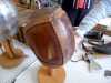 a leather Viking helmet which was hand sewn by Snorri the Viking