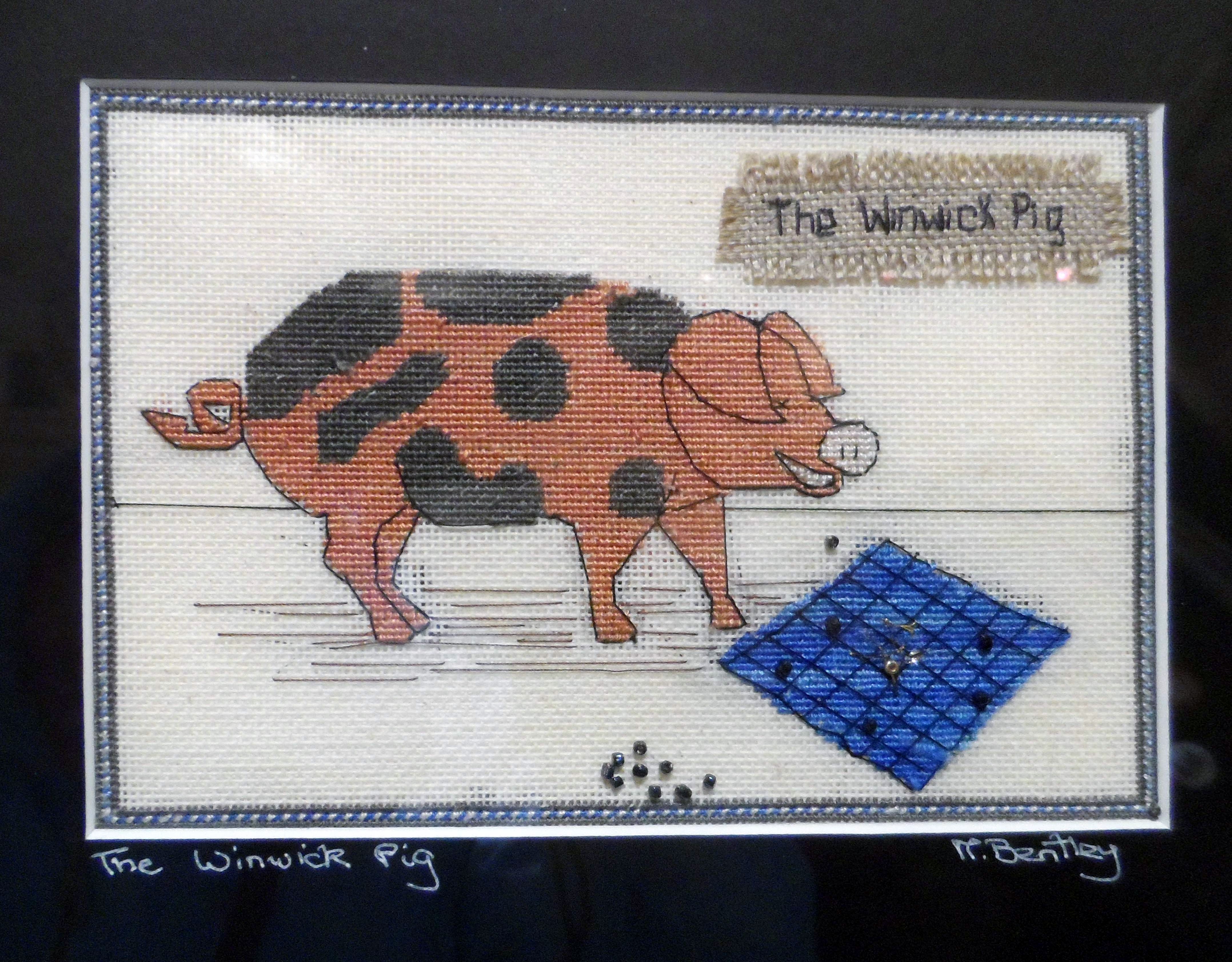 THE WINWICK PIG by Mavis Bentley, petit point on canvas