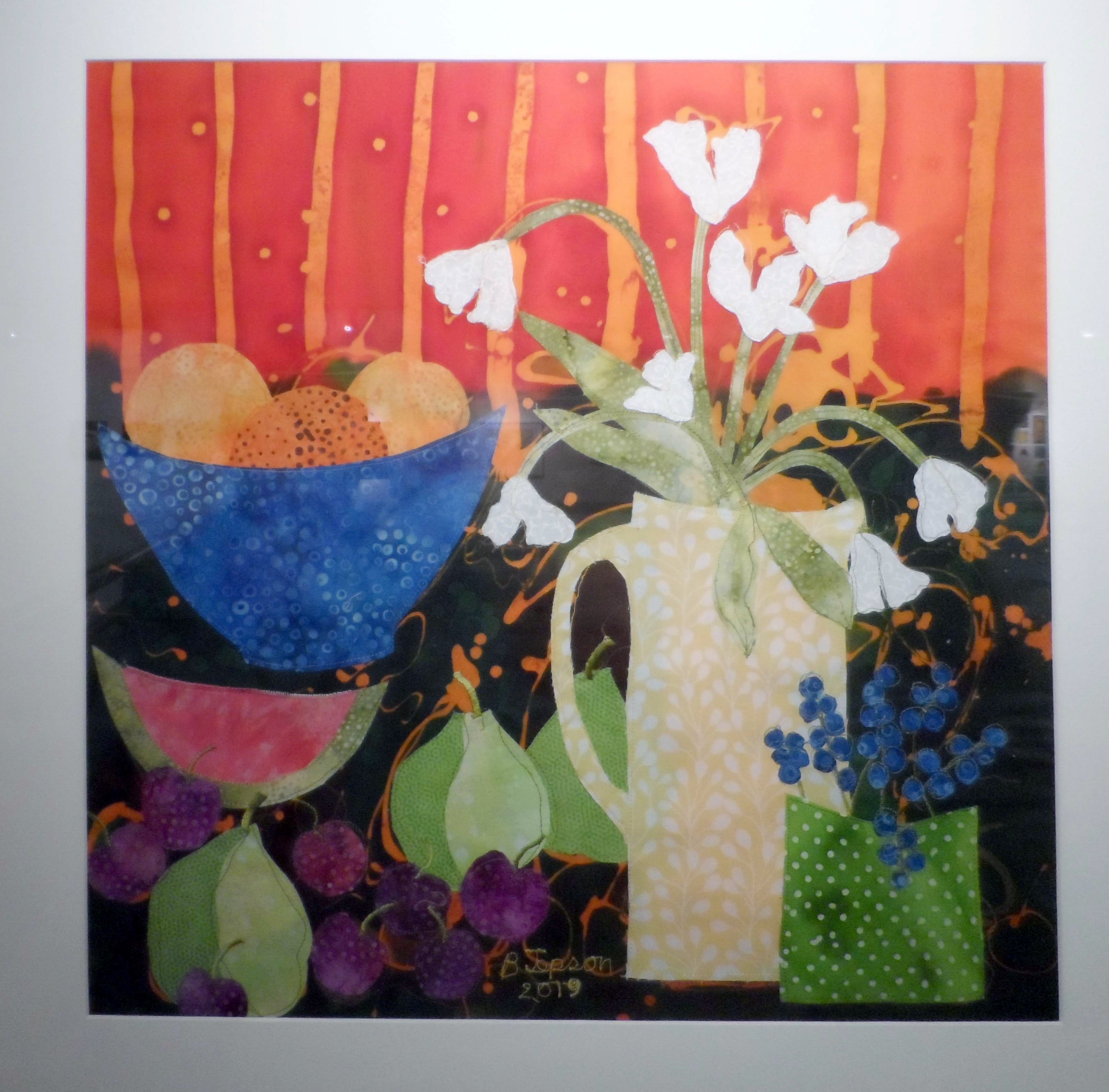 FLOWERS AND FRUIT by Barbara Jepson, batik and applique