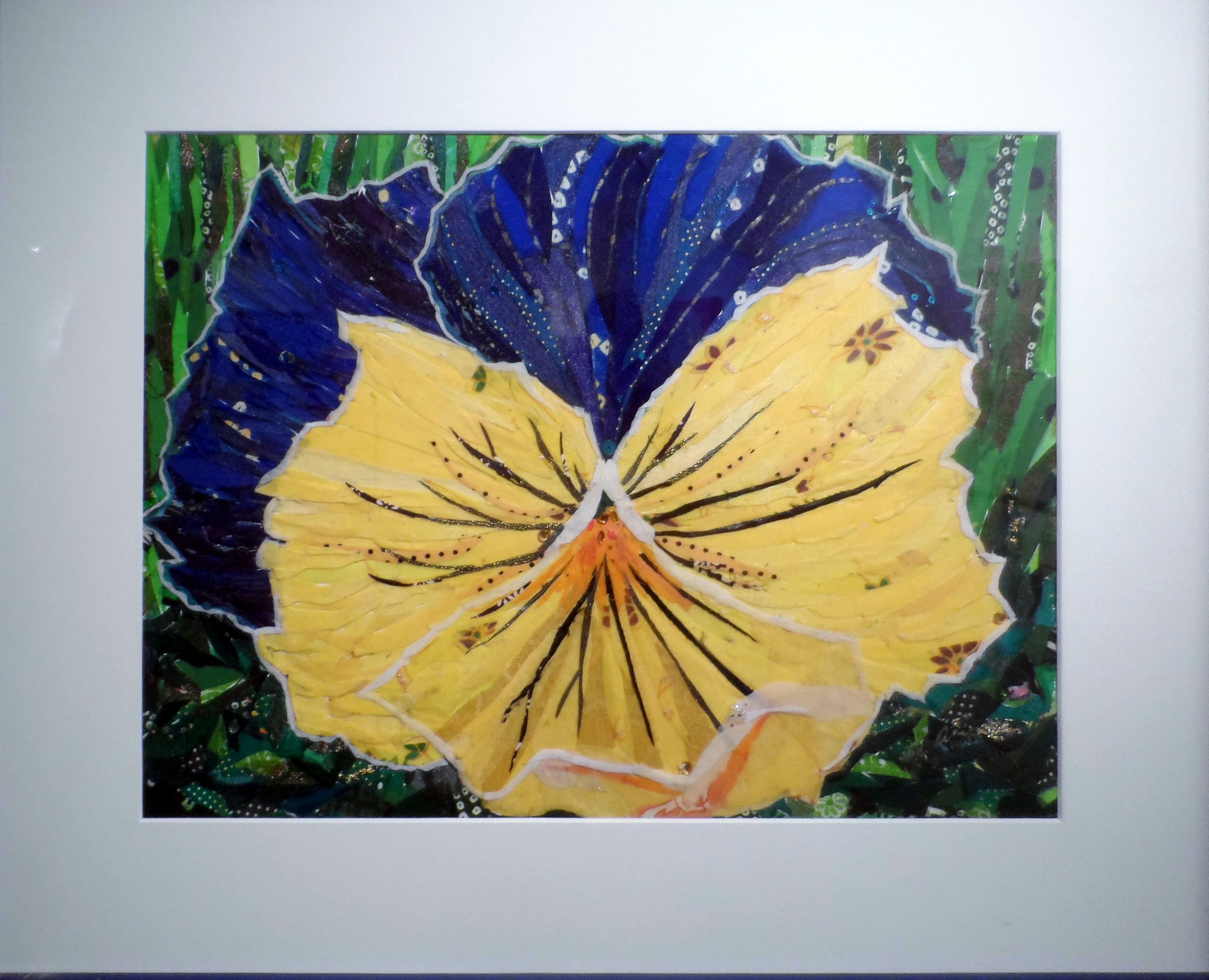 PANSY - COLOURS OF WARRINGTON by Aruna Mene, fabric collage