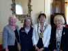 Liverpool Lord Mayor Roz Gladden with Ruby Porter MBE, a visitor named Janet and Kathy Green at Threading Dreams exhibition 2016 in Liverpool Town Hall