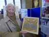 Ruby Porter MBE with embroidery in Kashmiri stitch at Threading Dreams exhibition, St Barnabus church, Penny Lane