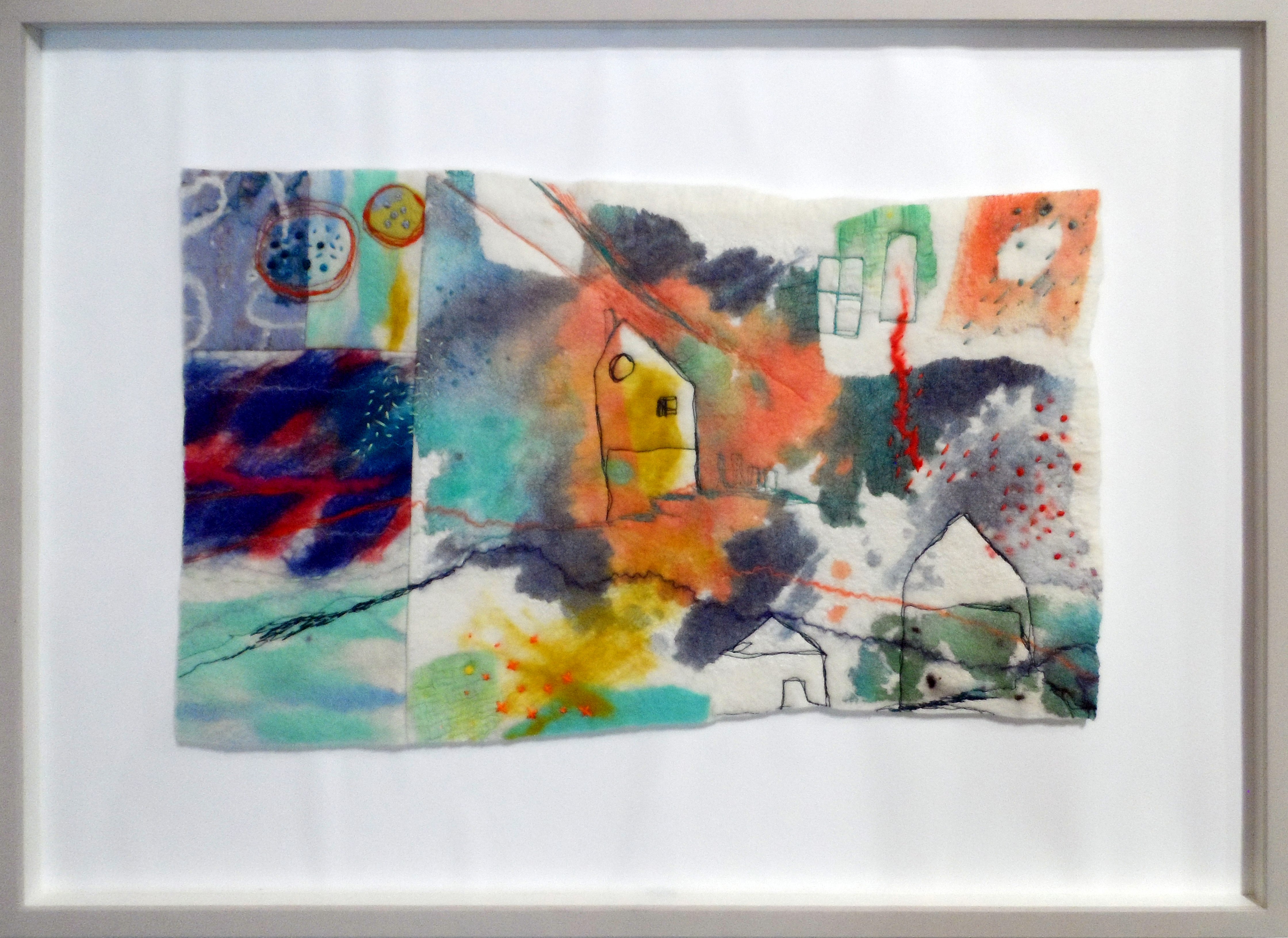 WUTHERING HEIGHTS by Catherine Carmyllie, felted wool, silks, dyed, stitched & painted, Re-View textile Group, Frodsham 2019