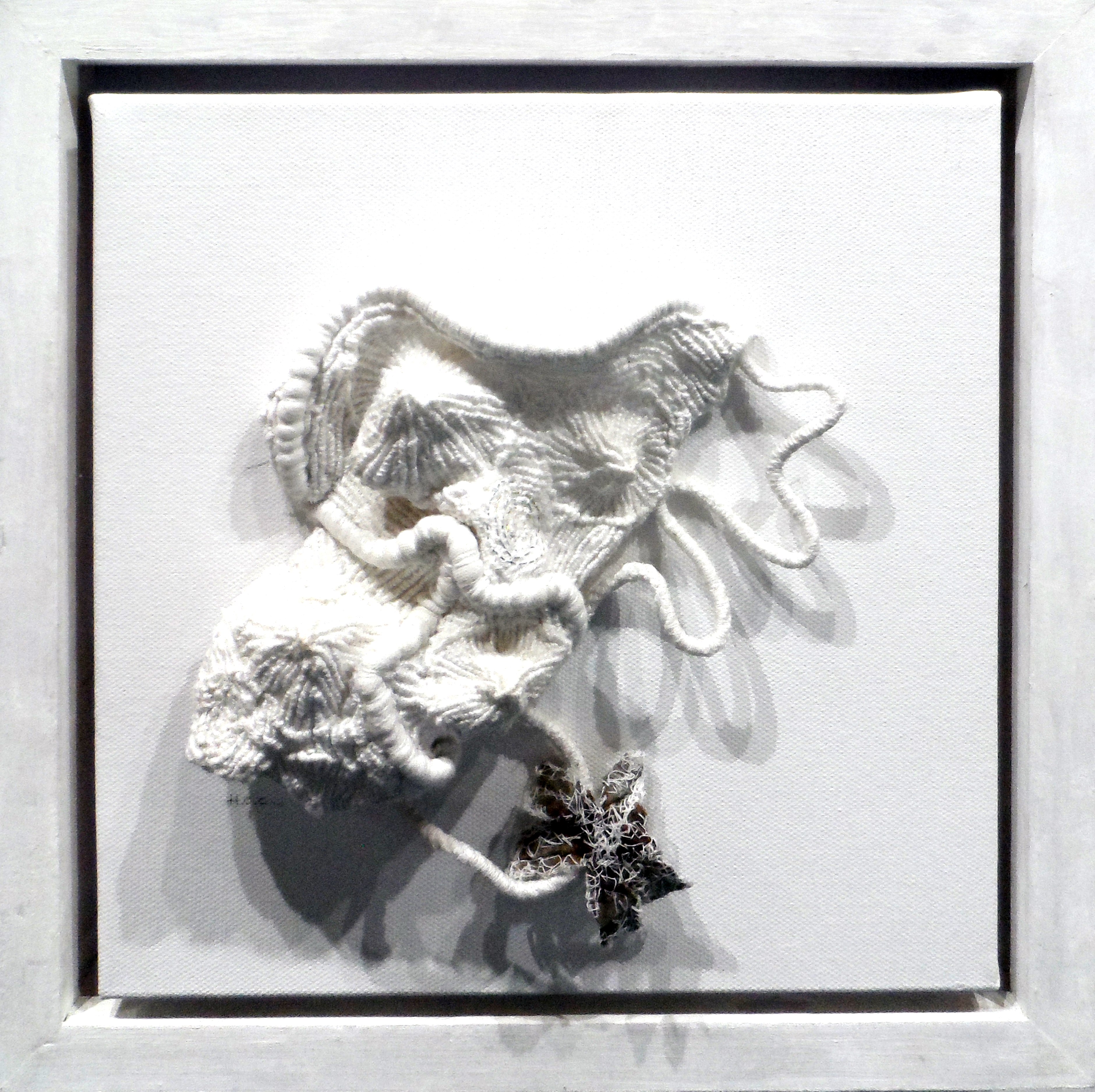 SEASHELLS 2 by Helen Cooper, whitework/manipulated fabric, Re-View Textile Group, Frodsham 2019
