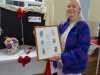 winner of 2019 Traditional Embroidery competition 2019 was Ann Thyer with her beautiful cross stitch birth sampler at MEG Christmas Party 2019