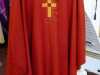 Red Vestment worn on Palm Sunday, Good Friday, Pentecost and Martyr's Day. This was made for the Papal Visit 1982