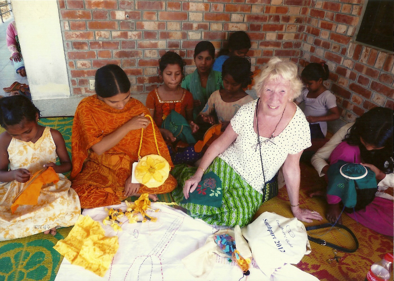 Ruby and Shabita with Prize donated by Embroiderers\' Guild H.Q.