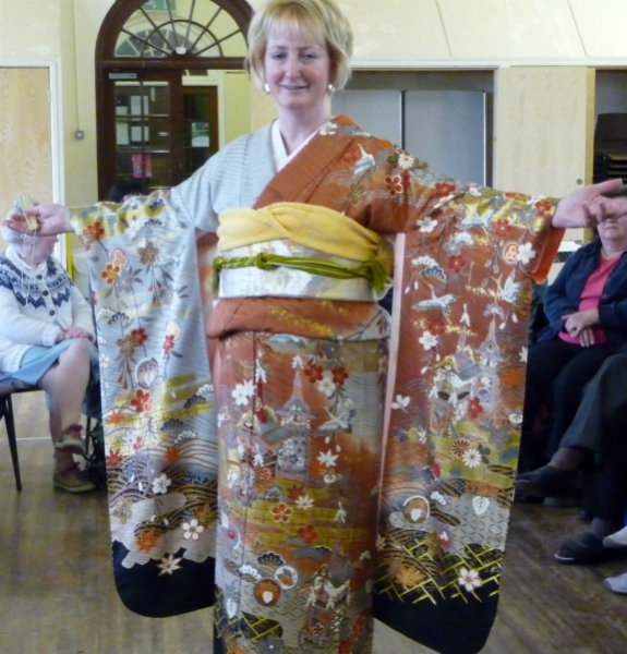 this kimono has hanging sleeves as it is for a special occasion