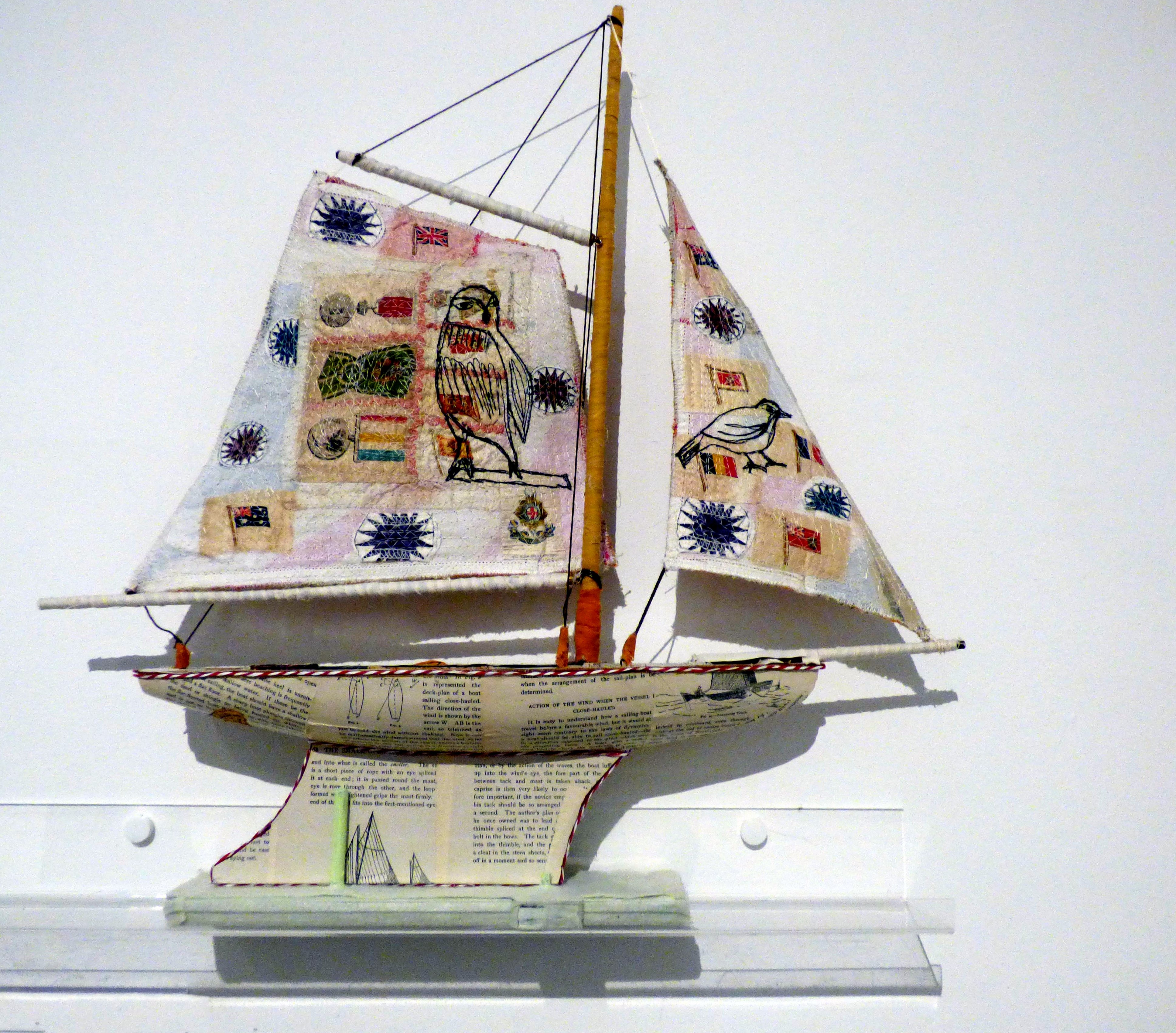 SAILING BOAT, mixed media textiles by Anne Kelly, Ruthin Craft Gallery, July 2021