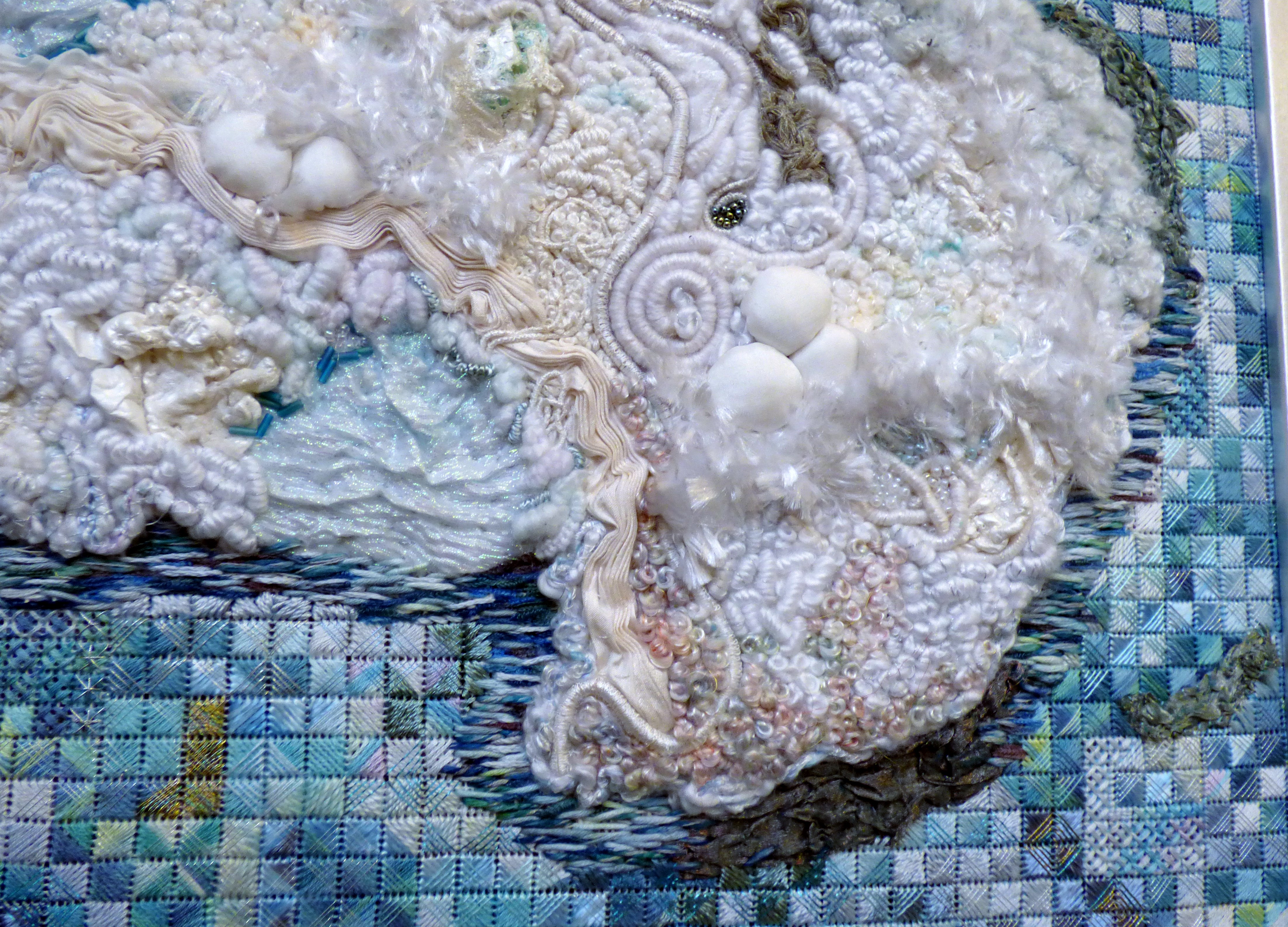 (detail) CONTINENT OF ANTARCTICA, hand stitching