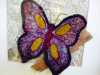 (detail) 3 BUTTERFLIES by Claire Danks, 3 small square hand stitched pieces