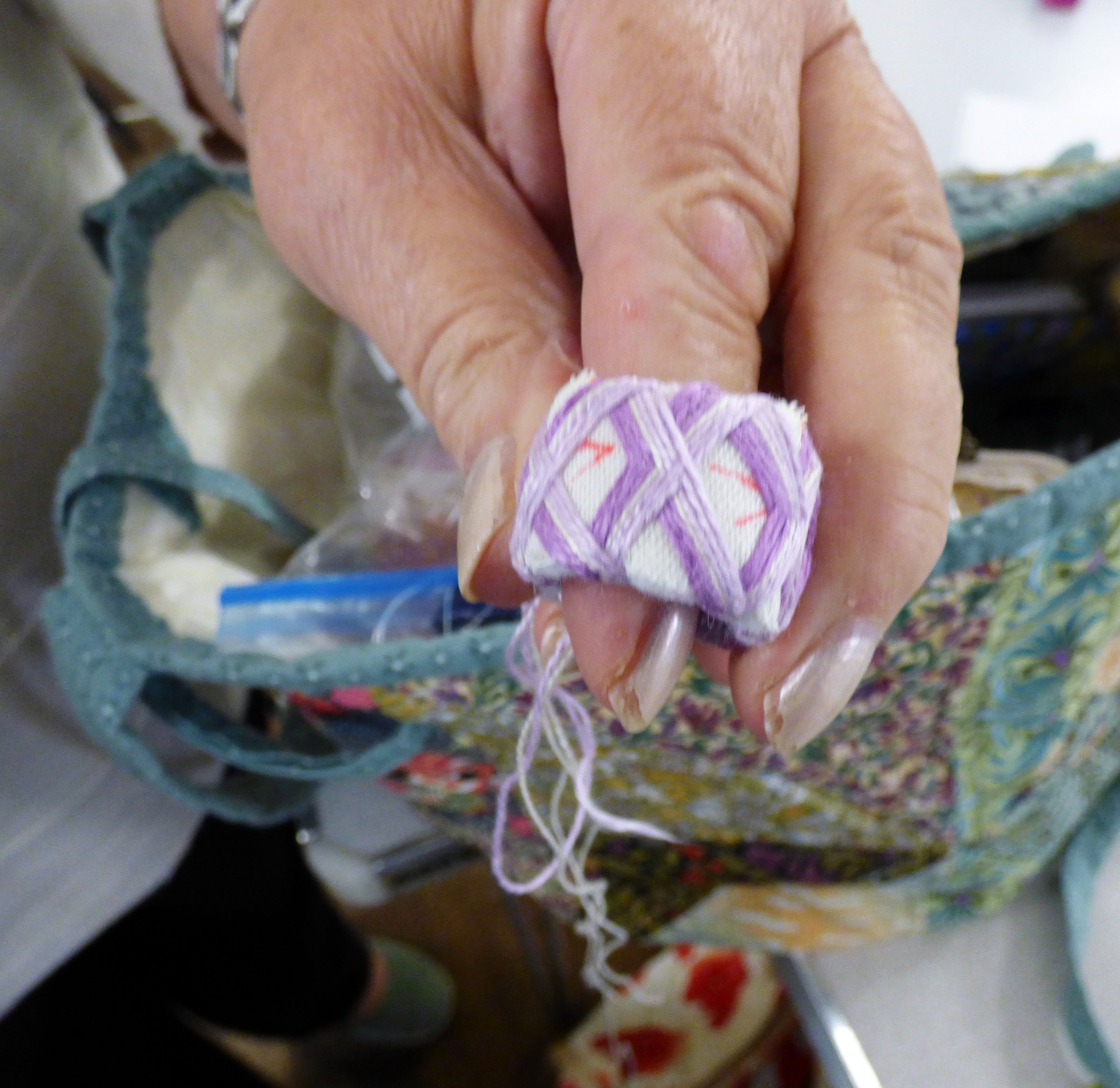 work in progress at Kathryn Thompson's "Japanese Thimbles" workshop