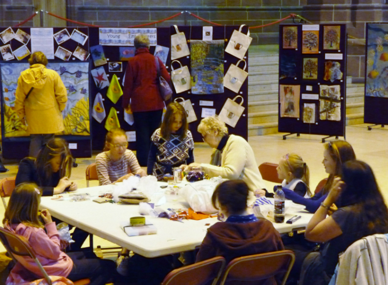The Merseyside Young Embroiderers had their class in Liverpool Cathedral during our WATER exhibition, June 2012