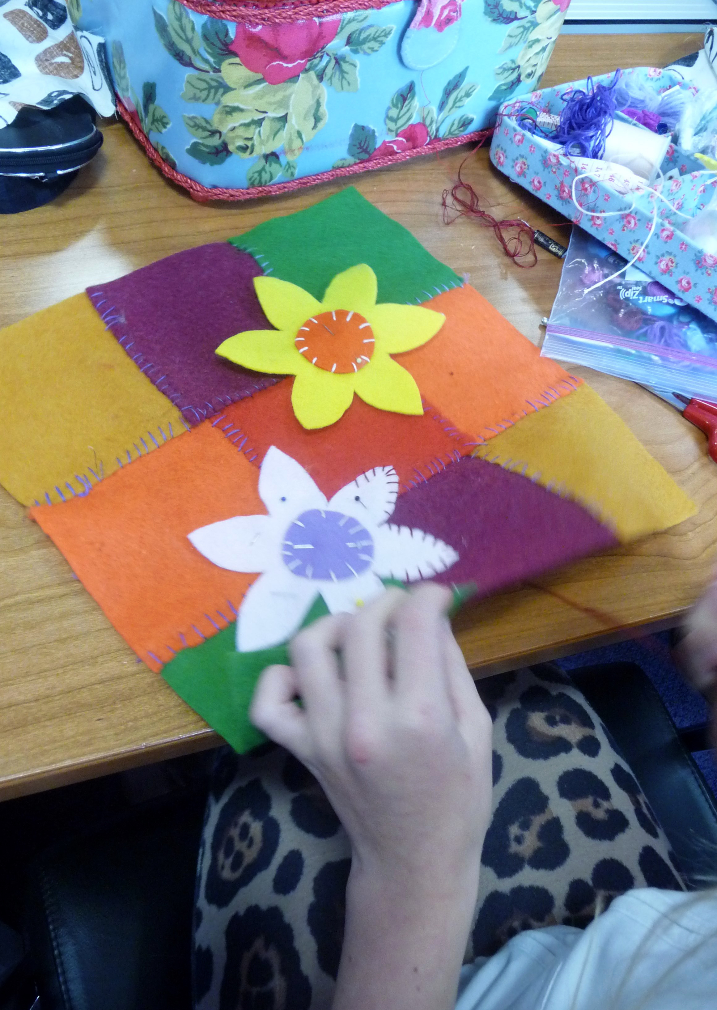 YE group are making applique cushions for Mothers Day