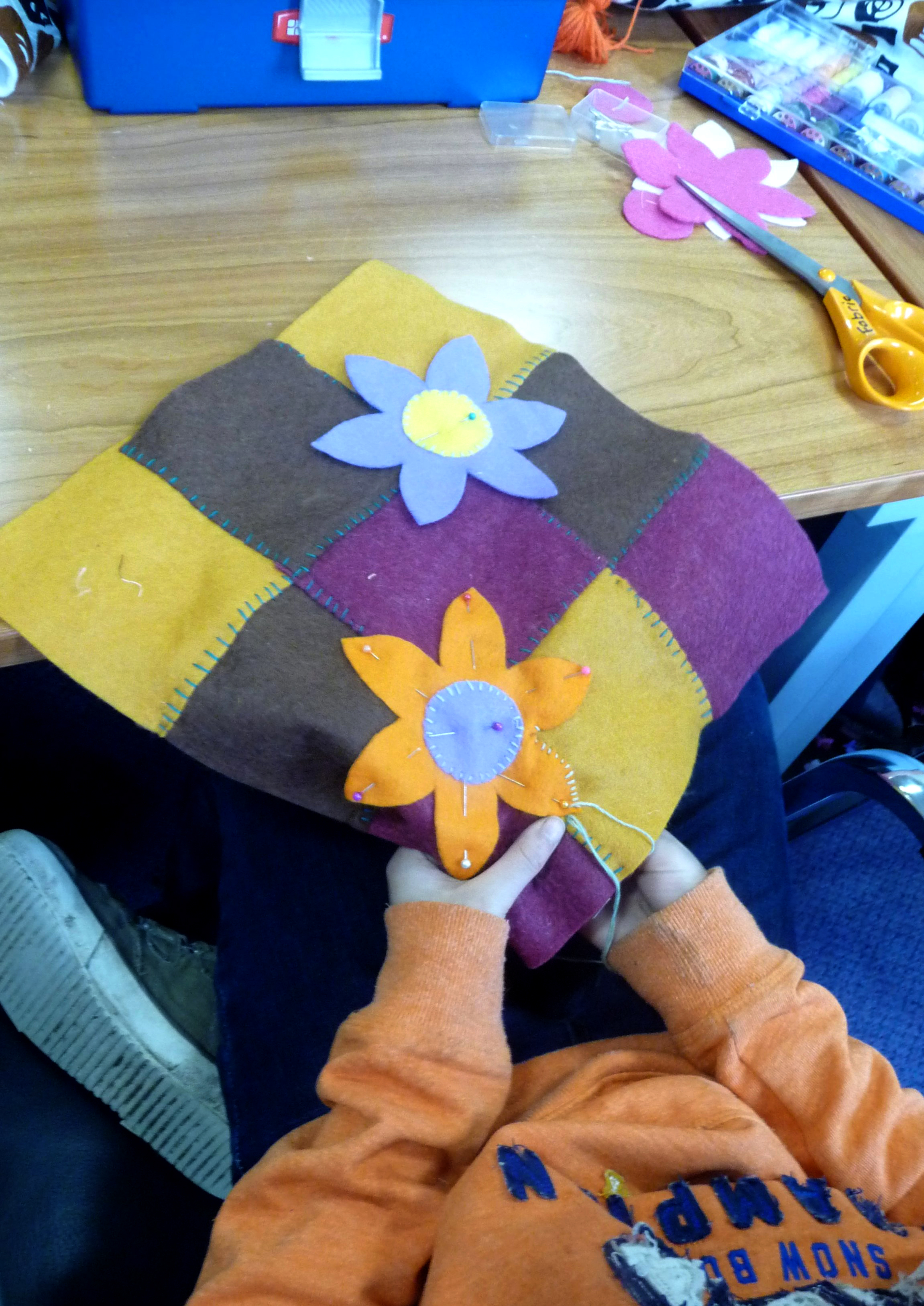 YE group are making applique cushions for Mothers Day