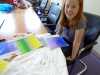 Zoe is ready to choose sheer fabrics for hair at Merseyside YE