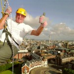 Ken Porter on his descent down Liverpool Cathedral to fundraise for Sreepur charity