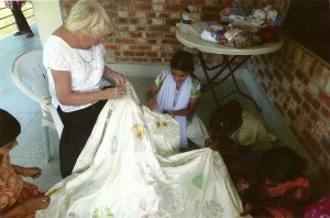 Raffle quilt being made in Sreepur