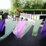 some of our dyed Sreepur scarves hanging in the sun to dry