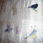 Sreepur quilt with embroidered birds which will be raffled to raise funds for Sreepur Orphanage and Womens Refuge, Bangladesh