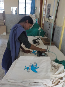 the first MEG bags being made in Sreepur, December 2015