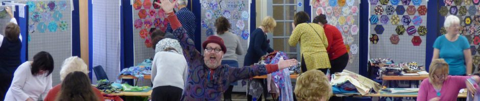 Brandon is trying to keep a low profile at Kaffe Fassett workshop, All Hallows, Dec 2016